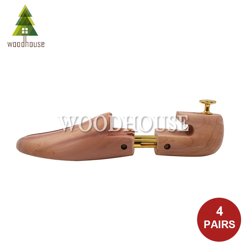 4-PACK Men's and Women's Twin Tube Adjustable Red Cedar Shoe Tree Wood Shoe Tree
