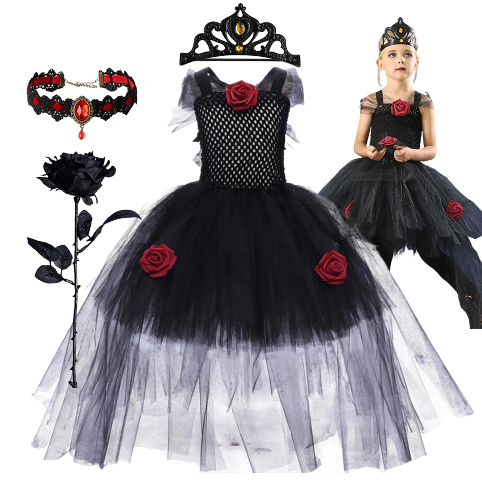 

Girls Ghost Bride Witch Halloween Cosplay Dress Costume Kids Queen Carnival Party Fancy Dress Disguise Clothes