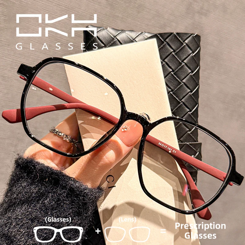 

OKH легкие многоугольные очки для близорукости в большой оправе из пластиковой стали и титана для женщин и мужчин по индивидуальному заказу для чтения по рецепту