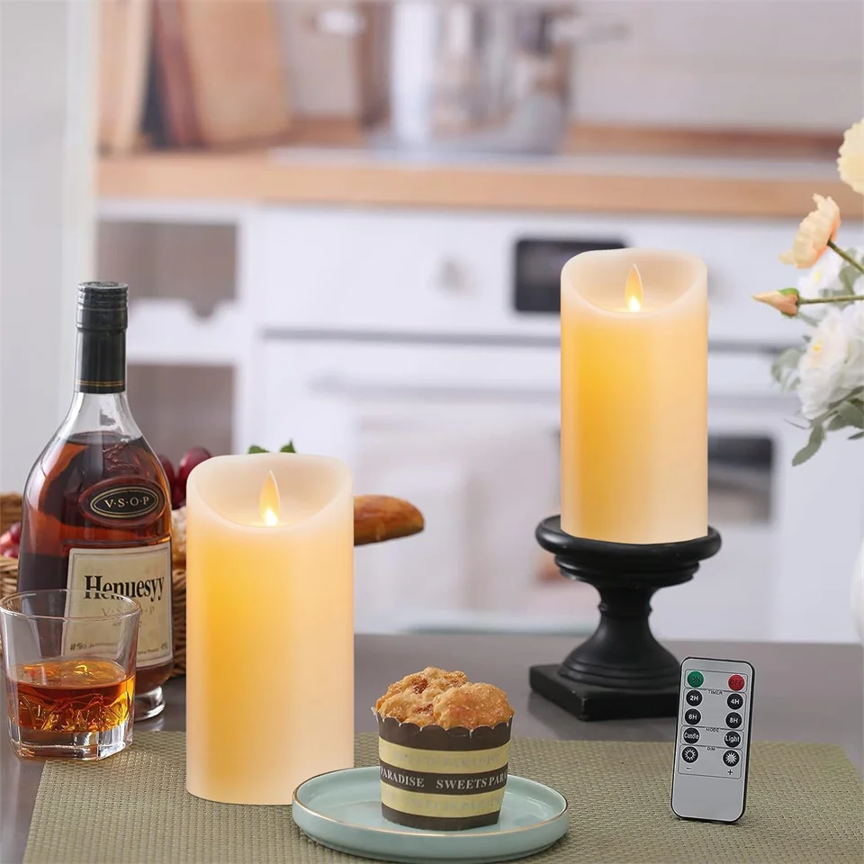 شمعة إلكترونية عديمة اللهب مع جهاز تحكم عن بعد ، شمعة ديكور ، مناسبة لعيد الميلاد ، حفلة عيد الميلاد ، حفل الزفاف ، يمكن استخدامها #3