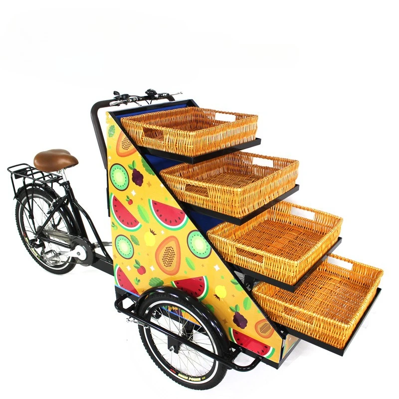 Mobile vegetables and fruits snacks general merchandise street cart small commodities flowers fruit sales tricycle