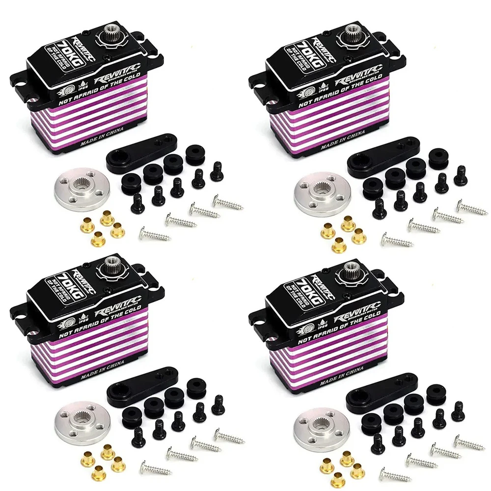 RevvitRC محرك سيرفو رقمي مقاوم للماء بدون فرش 70 كجم عزم دوران عالي HV 180 ° 270 ° 360 °   ميتال جير توجيه سيرفو لقطع غيار السيارات 1/10