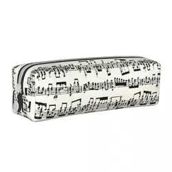 Sheet Music On Ivory Pencil Case Lovely Musical Notes Pen Box Bags for Student Large Storage Students School Gifts Pencil Box