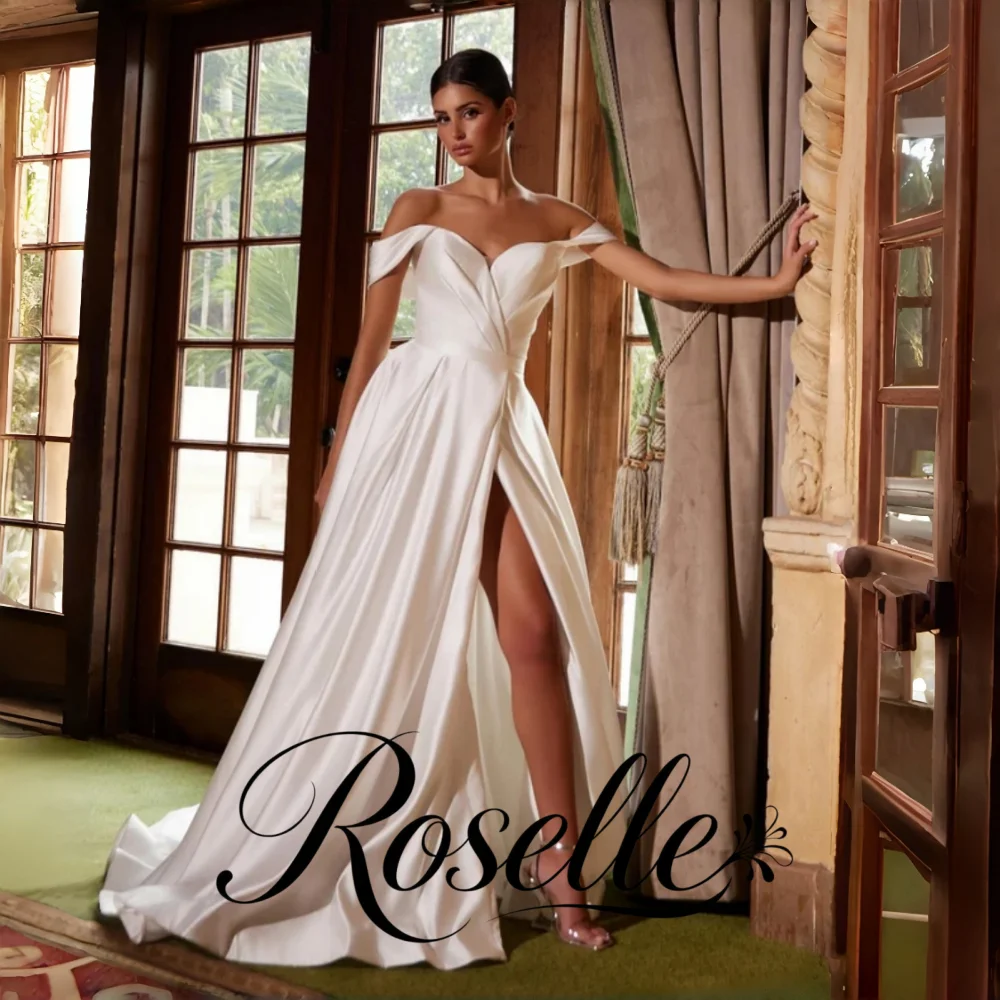 ROSELLE Sweetheart Off Shoulder A-Line Elegant Wedding Dress High Side Slit Open Back 2026 Bridal Customized свадебное платье