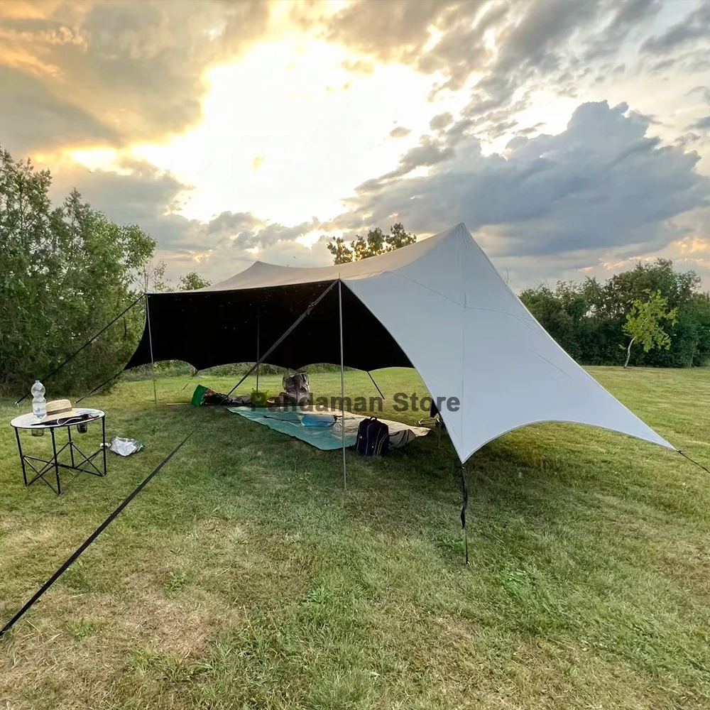 Outdoor black coated sun protection thickened family party shelter Super large and convenient to build awning Tarp