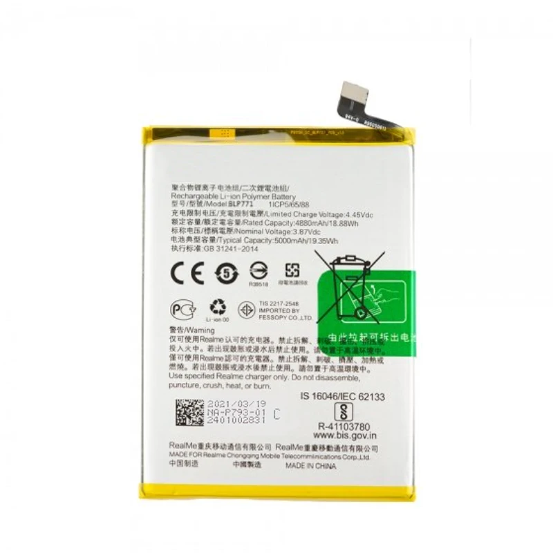 Nieuwe BLP771 BLP799 BLP803 BLP807 BLP837 BLP877 Batterij Voor Oppo Realme 7 7i X7 8 8i 8S 9 Pro+ 5G