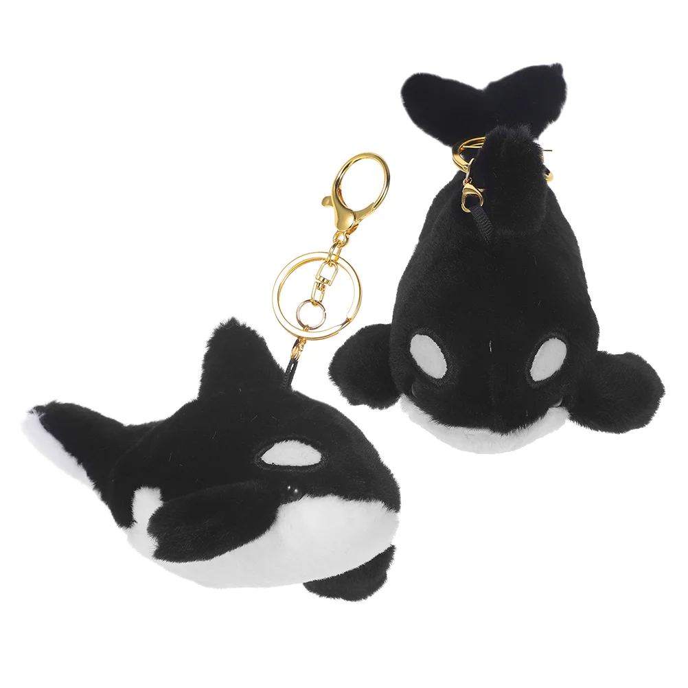 2 Pcs Killer Whale Keychain Toy Orca Stuffed Animal Keyring Pendant Decorative Bag