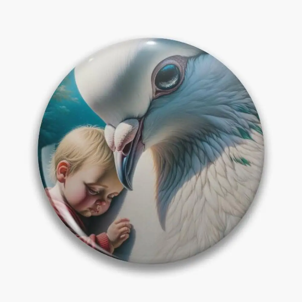 Mother dove Pin Buttons Brooches  Jewelry Accessory Customize Brooch Fashion Lapel Badges