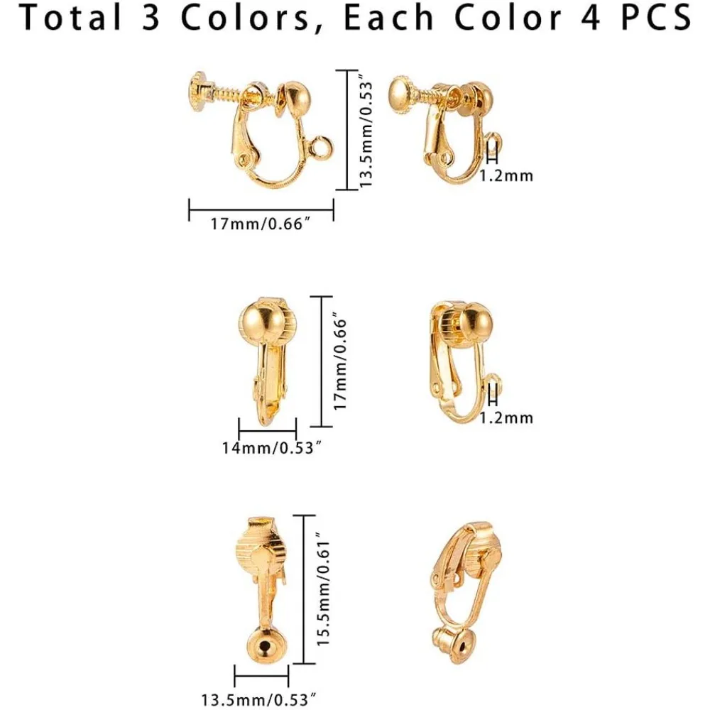 36 шт., 3 стиля, латунный конвертер для сережек без пирсинга с легко открывающейся петлей для ювелирных изделий своими руками
