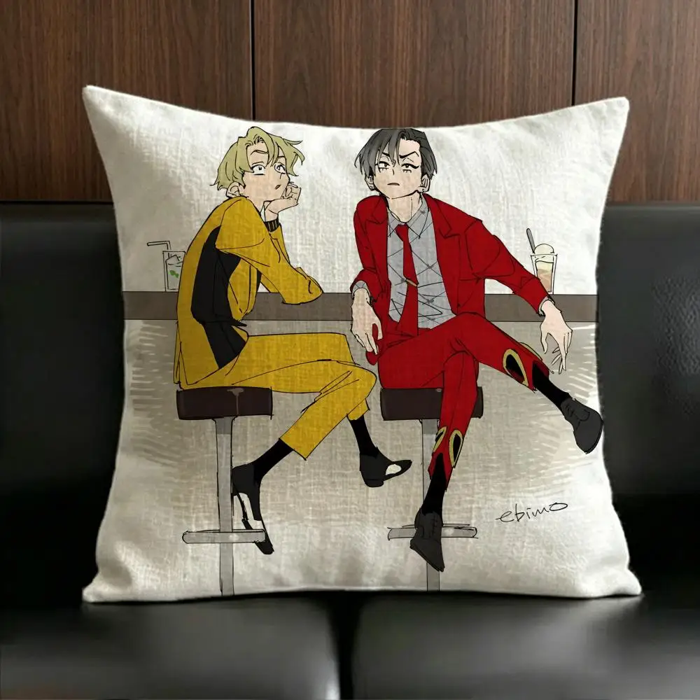 Anime Poster H-HIGH C-CARD Cushion Cover Anti-dustmite Pillowcase Invisible zipper silky short plush Sofa cushion cover
