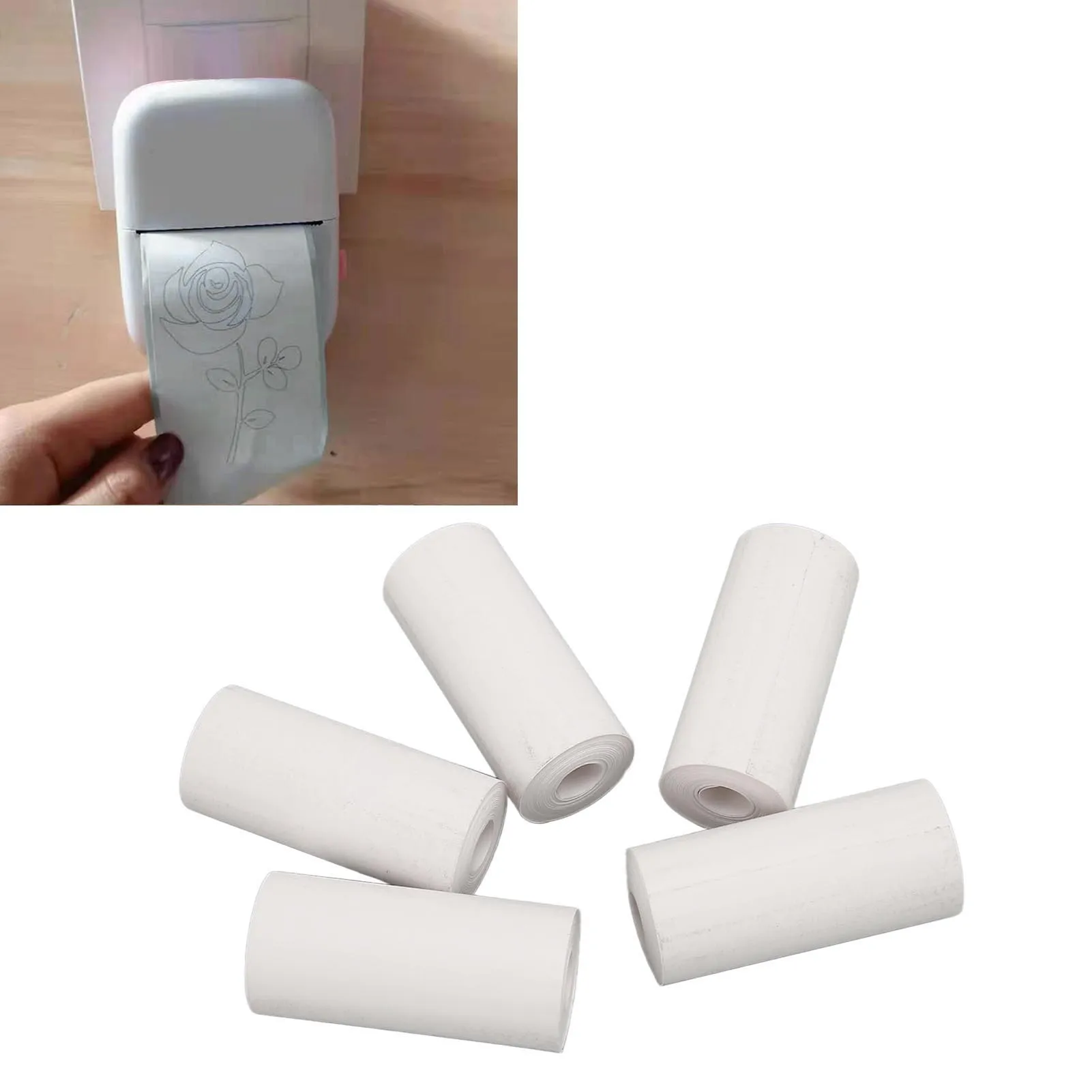 20 롤 열전사 프린터 용지 전문 57x25mm 프린터 액세서리 용 흰색 미니 인쇄 용지 라벨 프린터 용지