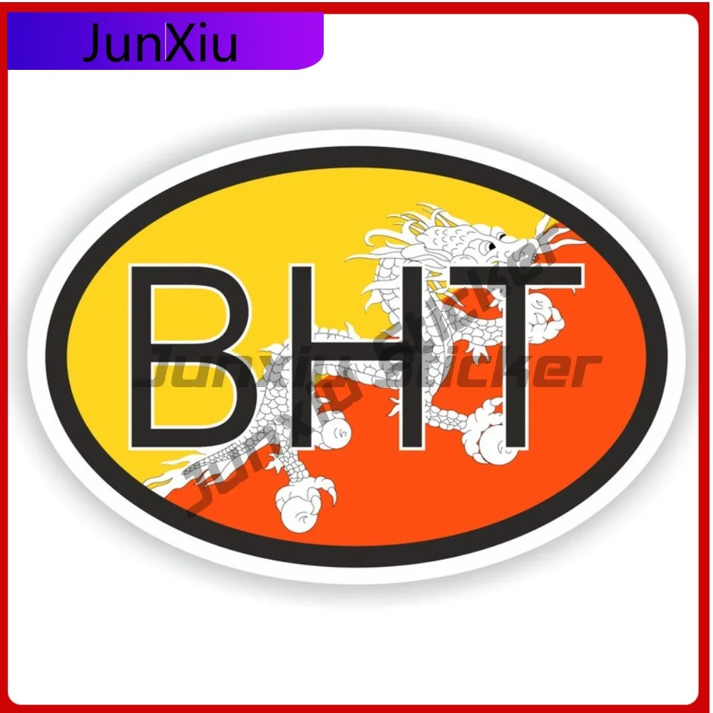 

Bhutan Country Code Bht Oval Sticker With National Flag Badge Sticker Scratch Cover Decals Rv Camper Stickers Funny Decorations