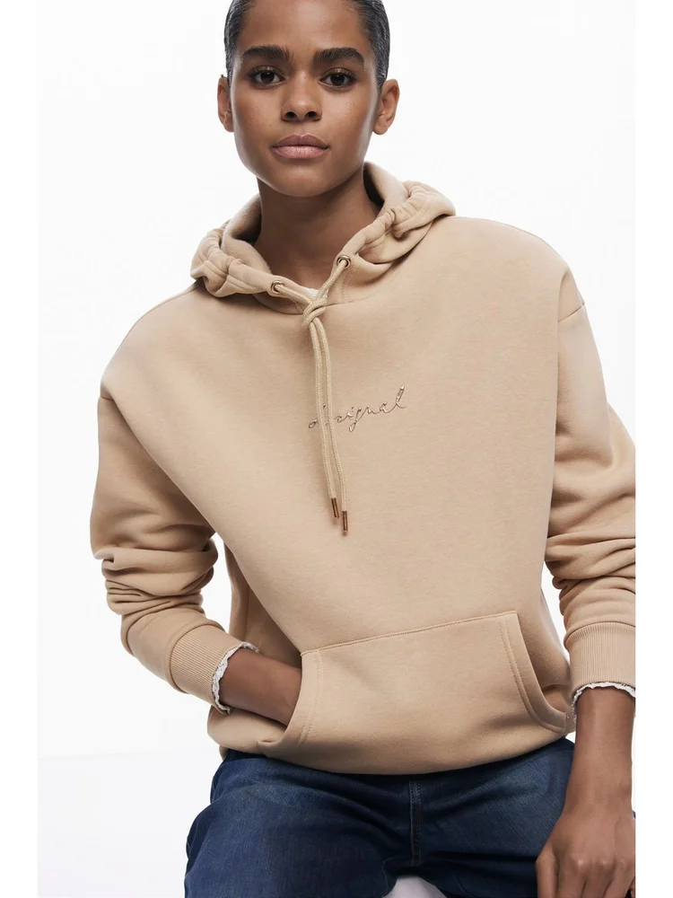 

Loose Fit Cotton Fce Hoodie Pure Color Mixed Fabric Inner Lined Casual Sweatirt Comfortable Long Sve Commute Sle