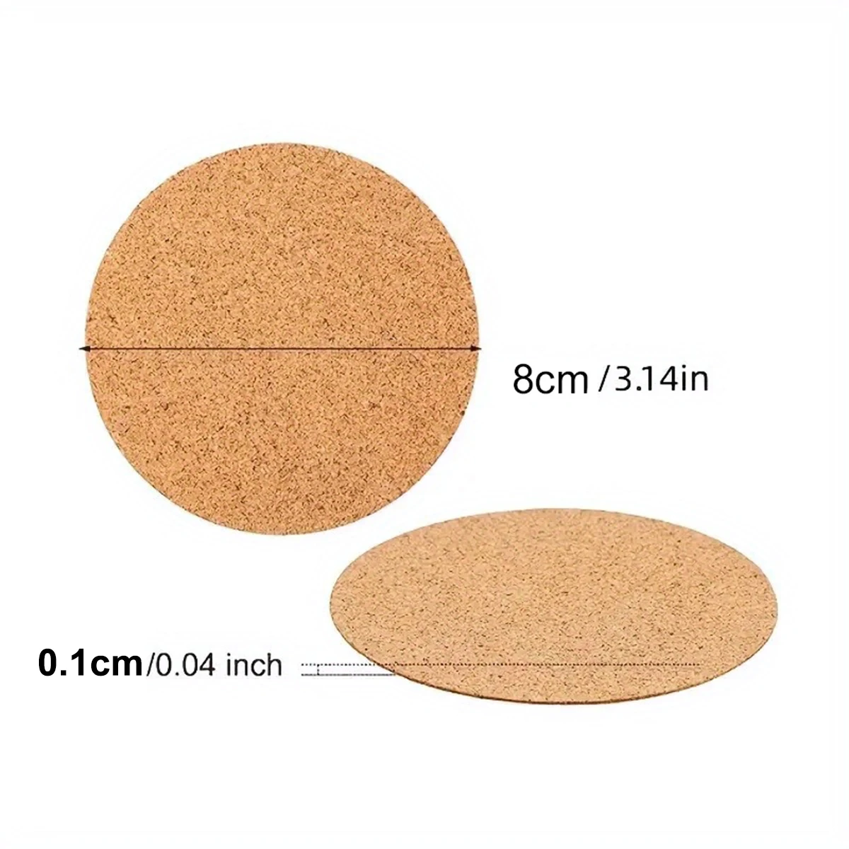 20Pcs Self Adhesive Cork Pads 80mm Round, Heat Resistant Non Slip Coasters for DIY Crafts, Rustic Charm Home Decor, Office ZSY