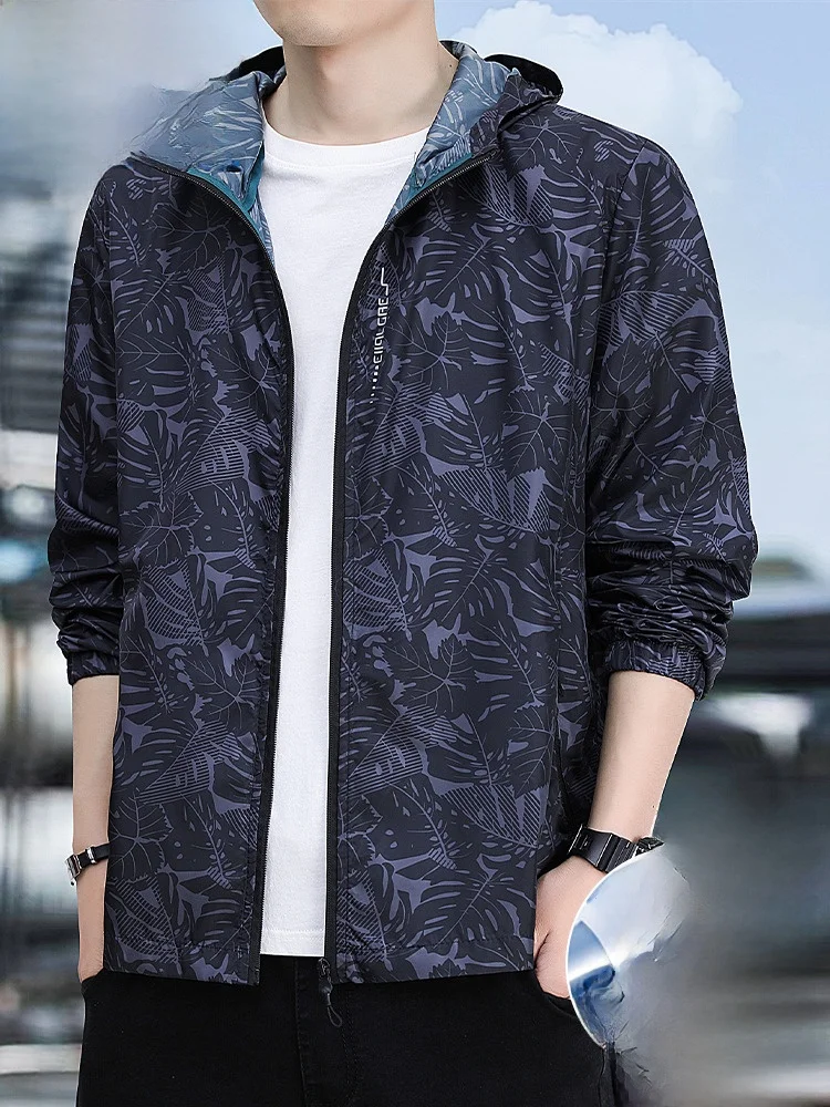 

Paul Ultra-Thin Ice Silk Camouflage Men's Hooded Skin irt Summer High-End Open Cardigan UV Protection Outerwear