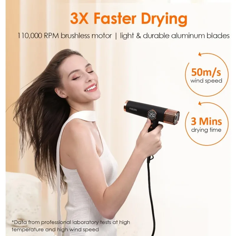 Lightweight Blow Dryer with 110000 RPM High Speed Motor for Fast Drying, Professional 200 Million Ionic Hair Dyers for Women&Men