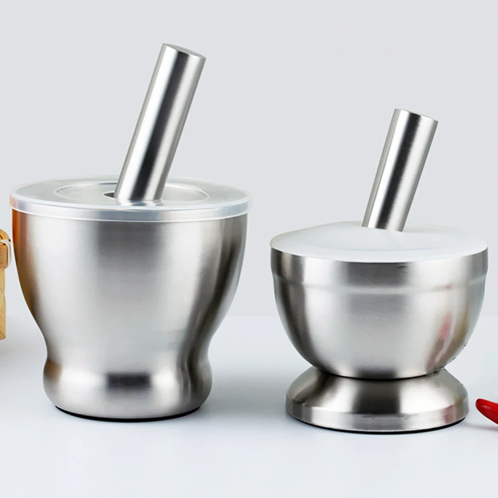 

Kitchen Crusher Grinder 304 Stainless Steel Mortar Pestle Garlic Pounder Spice Mill Pharmacy Herbs Bowl Restaurant Accessories