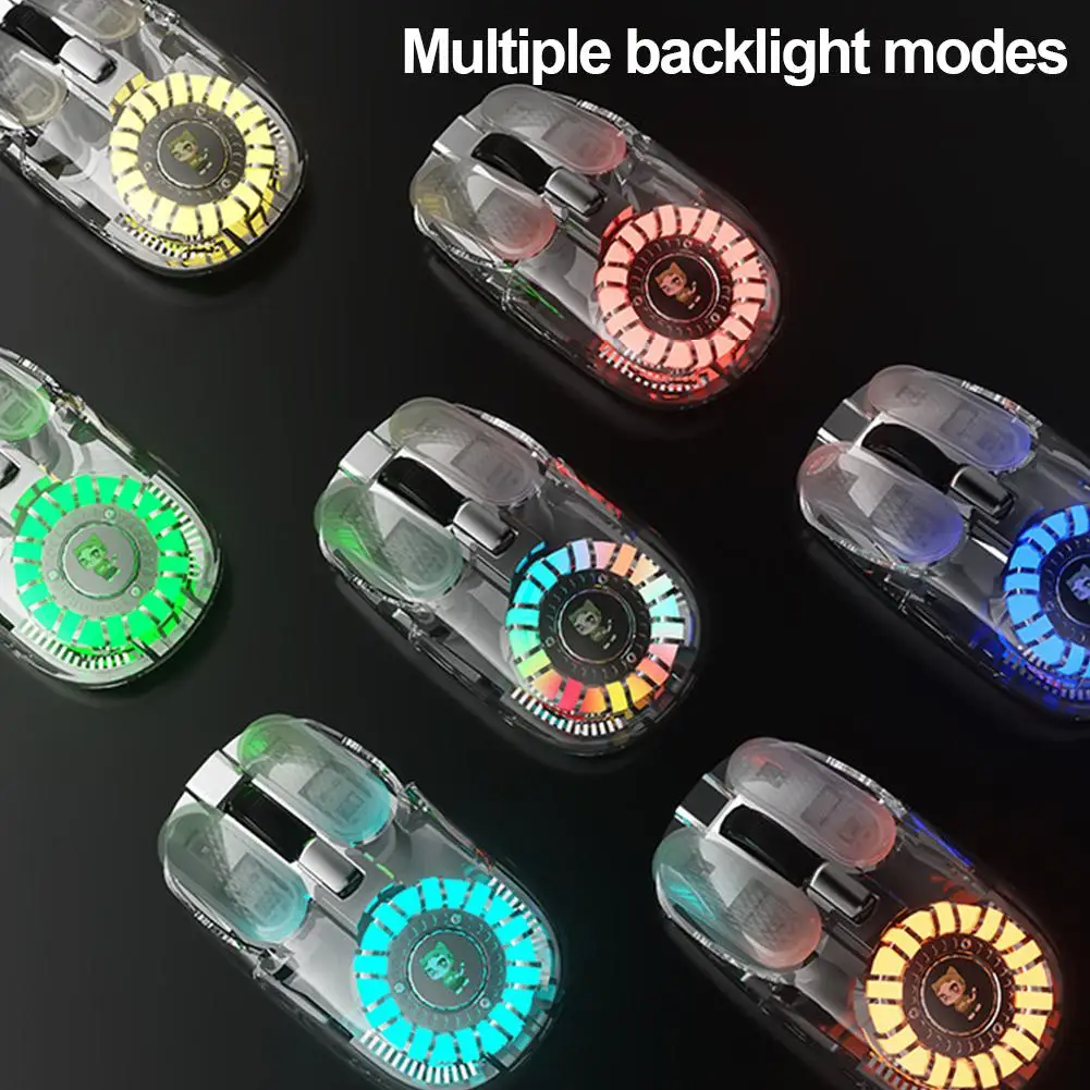 ماوس بلوتوث لاسلكي مع غطاء مغناطيسي ومفاعل BOW RGB بلوتوث و2.4 جيجا هرتز لاسلكي من النوع C ماوس شفاف صامت قابل لإعادة الشحن