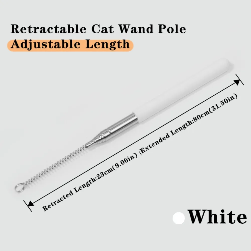 Compact Stainless Steel Cat Teaser Wand Replaceable Head Retractable Telescopic Cat Wand Cat Fishing Pole Toy Cat/Kitten