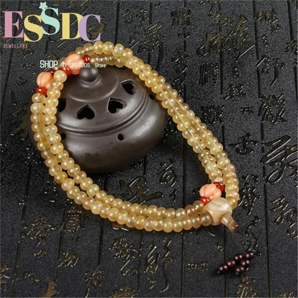 New Style Natural Sheep Horn Abacus  6*9mm 108 Strand Bracelet with Camel Bone Pumpkin Beads Mala Women Meditation Necklace
