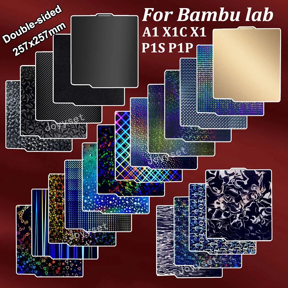 

PEI Sheet X1 Carbon для Bambu Lab A1 P1S X1 Рабочая пластина Smooth PET PEI Текстурированная двухсторонняя пружинная стальная пластина для Bambulab P1P