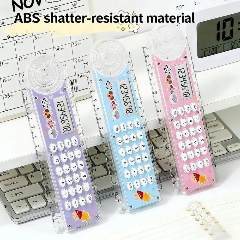 

30 cm Measurement 2-in-1 Mobile Measurer 8 Digit Calculation Clear Cartoon Measurer Multi-function Ruler Straight Ruler