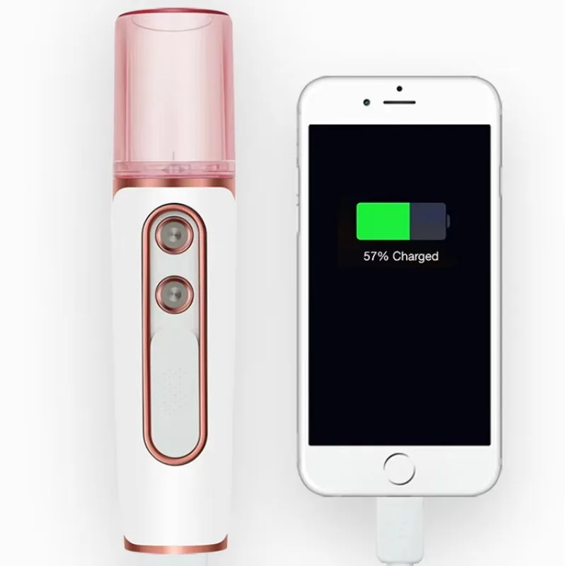 Portable Double Hole Facial Spray Beauty Moisturizing Steamer USB Chargeable Nano Face Mist Sprayer