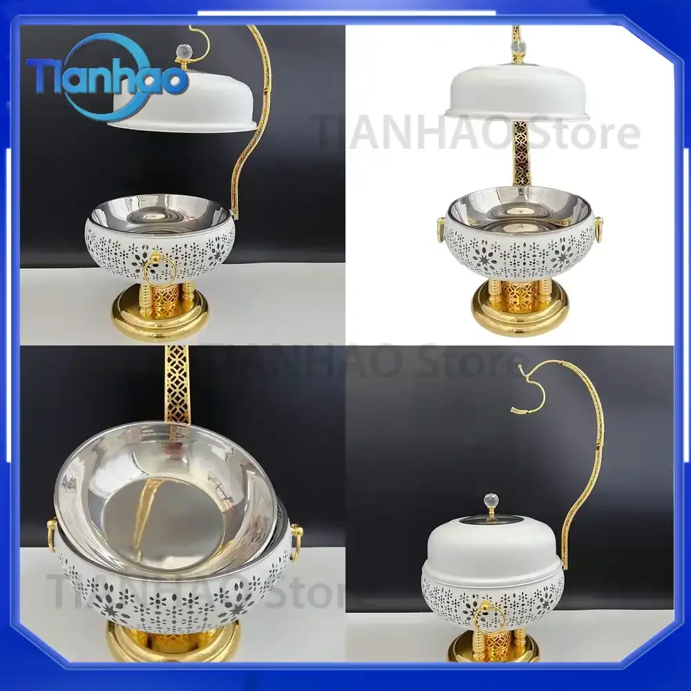 New Light Luxury White Buffet Stove 8L Stainless Steel Hanging Stove for Outdoor Dinner Alcohol Stove