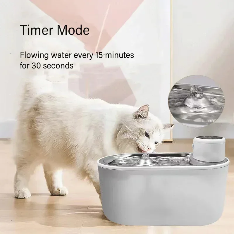 3L Wireless Cat Water Fountain Auto Sensor Drinking Fountain Stainless Steel Water Tray Electric Mute Pet Dog Water Dispenser