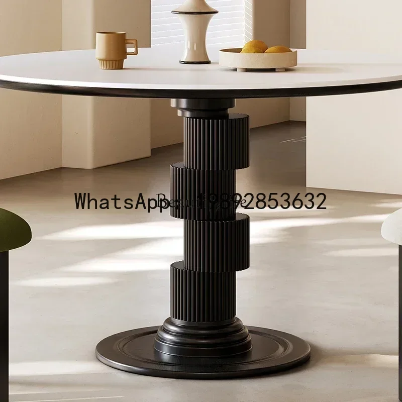 

retro round dining table modern simple Nordic small apartment household rock slab dining table