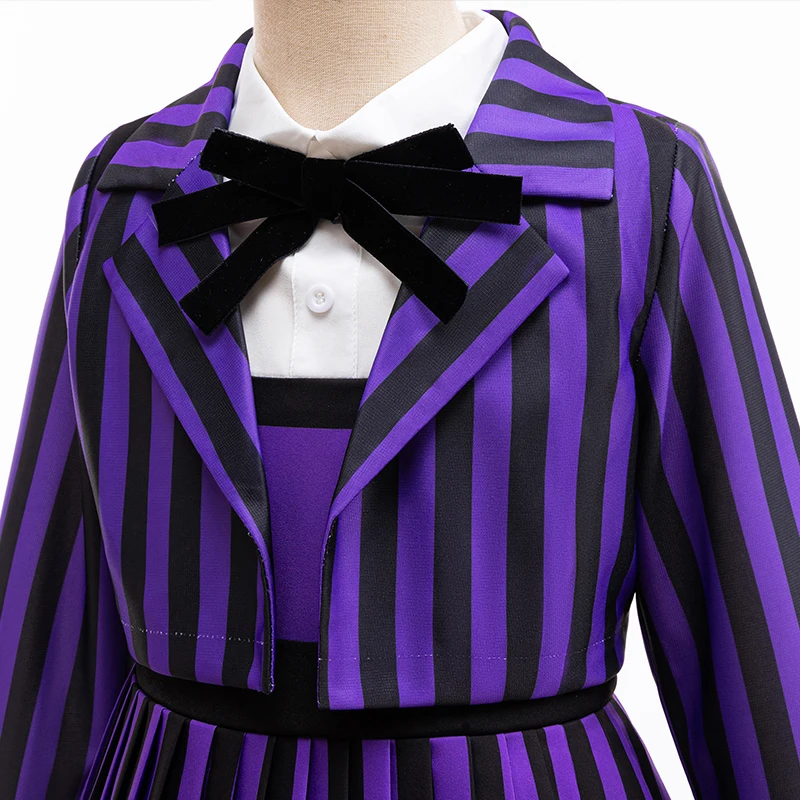 Disfraz de espectáculo de Halloween para niñas de 4 a 12 años, uniforme universitario negro del miércoles, disfraz para eventos temáticos, vestido de fiesta de Carnaval 2PS
