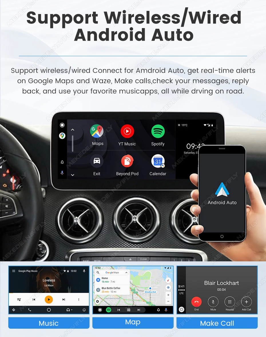 MEKEDE Touchscreen mit Linux, CarPlay und Android Auto System, Autoradio-Mirror-Ready-Zentraleinheit für Mercedes-Benz Klasse A, CLA, CLA, CLA W176 C117 X156 2012-2018 – Detail 11