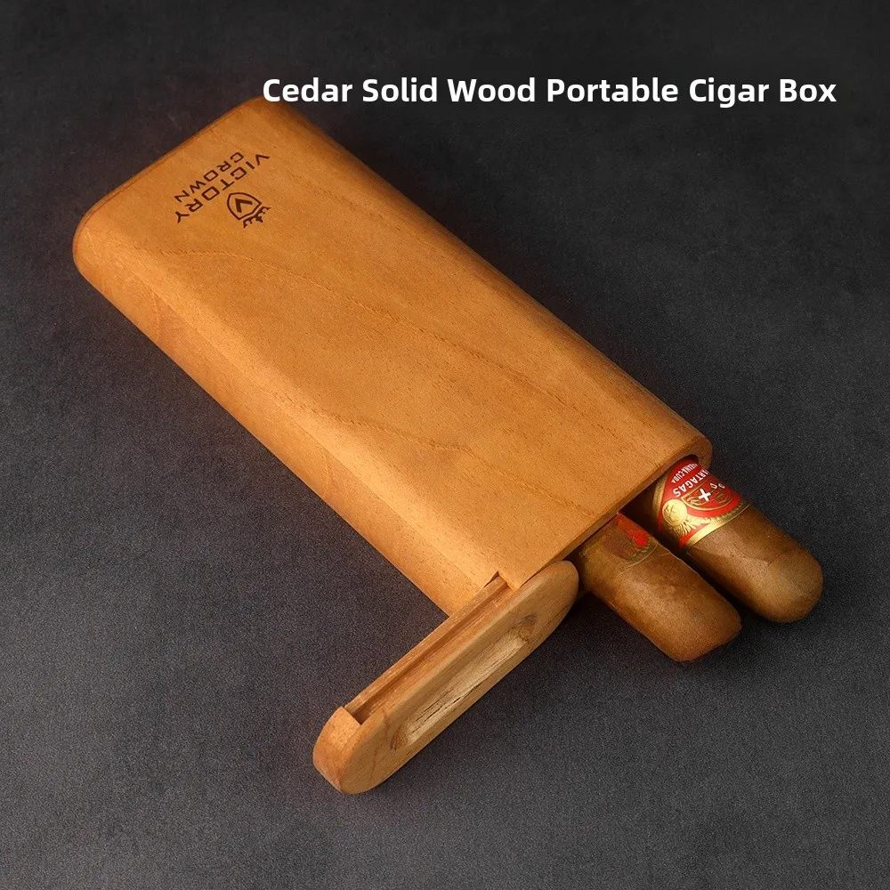 

Portable Cigar Box Real Wood Ce Dustproof Moisture Proof for 23 Cigars Storage Box Handmade Wooden Cigar Case