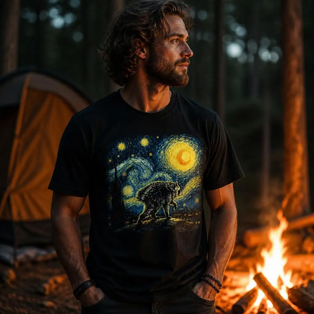 Jimothy Viral Raccoon Van Gogh Funny Trash Panda Wildlife T Shirts Casual Tee Short Sleeve Round Collar T-Shirt Pure Cotton Tops