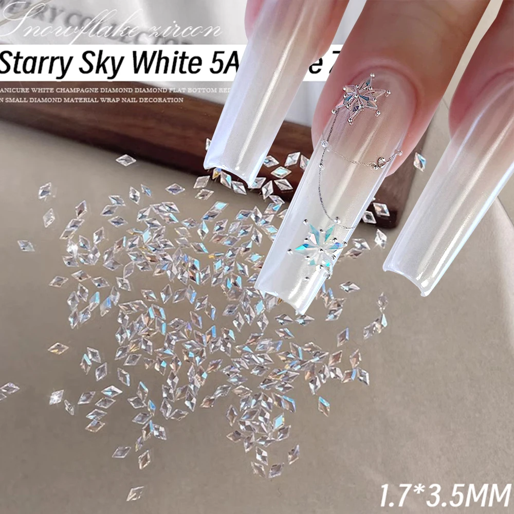 100個入り オーロラクリア菱形ジルコンネイルラインストーン スノーフレーク スプライシング ミニ ハイニーネイルアート ダイヤモンド スパークリー オーバル マニキュア ガラスジェム