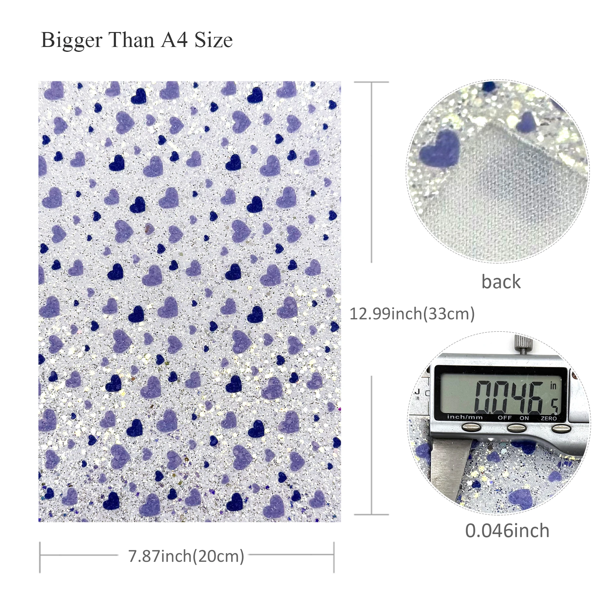 1pc 7.87x12.99inch Luxury Love Heart Pattern Faux Leather Sheets,Sparking Mixed Sequins Chunky Glitter Synthetic Leather Fabric