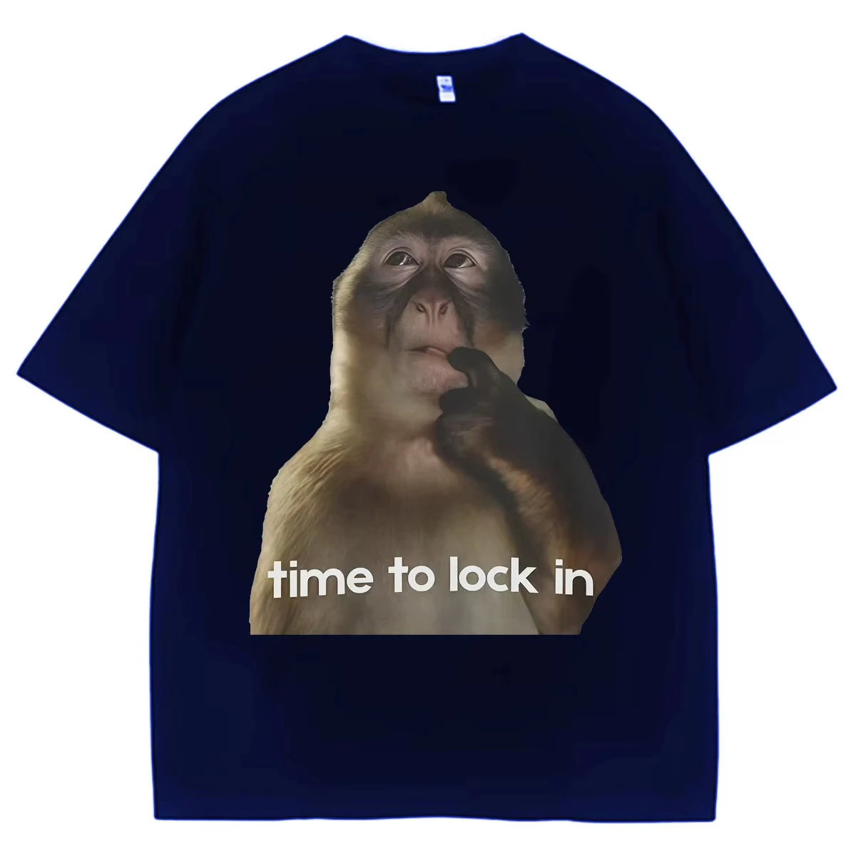 Time To Lock in Funny Monkey Meme T-Shirts Mens Womens Fashion Graphics T-shirt Short Sleeve 90s Casual Retro Cozy Daily T Shirt