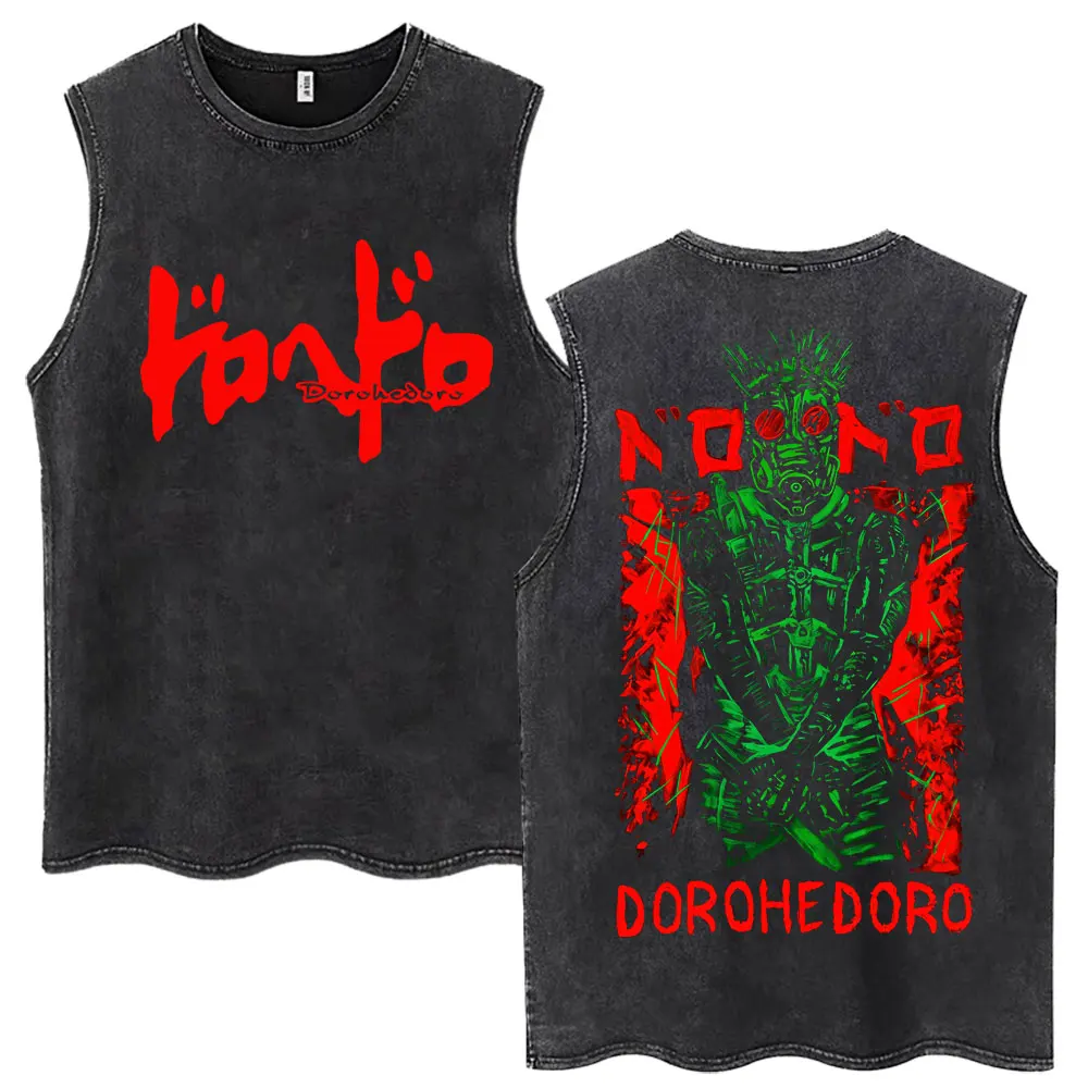 Japanese Anime Dorohedoro Gyoza Crazy Hungry Bug Kaiman Washed Tank Tops Men Women Fashion Manga T Shirt Cotton Oversized Vests