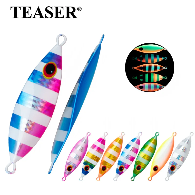

TEASER J135 40g 60g 80g 100g 150g Glow Fishing Jigging Bait Saltwater Slow Sinking Jigs Lure Long Casting Hard Metal Jig Baits