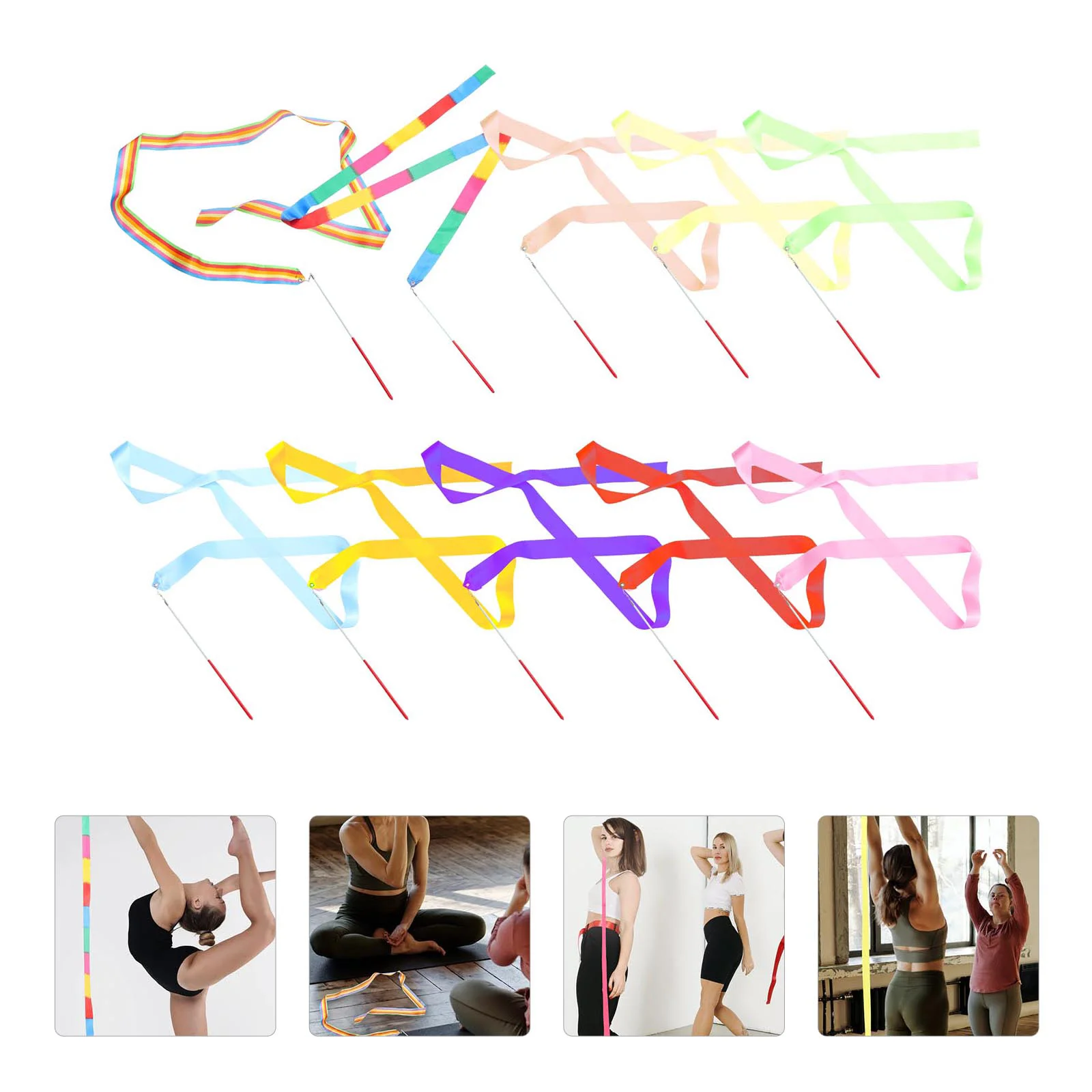 10 Pcs Gymnastics Ribbon Streamers Colorful Dancing Belts Ribbons Silk Child