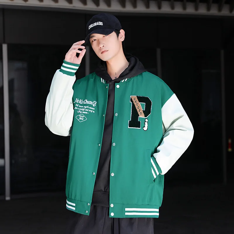 

Large Size Jacket Sweatshirt Coat Fake Two-piece Baseball Suit Casual Loose