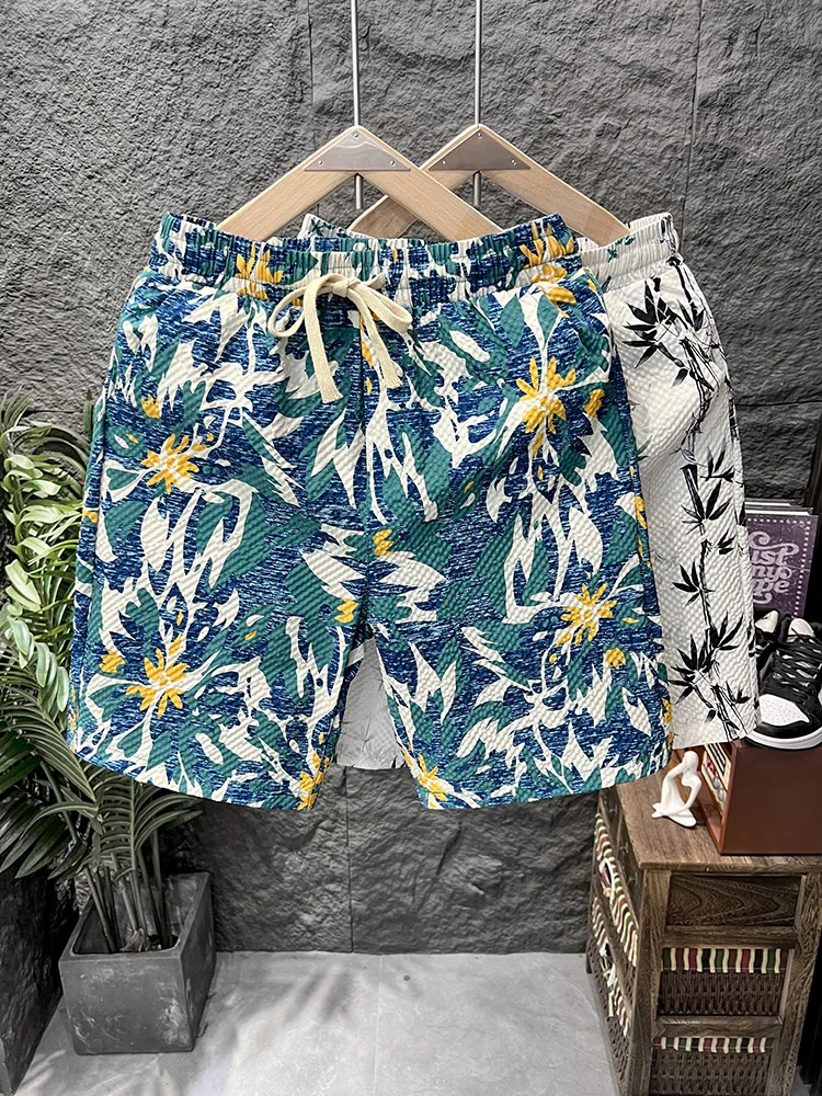

Summer New Men's Casual Sports Beach Short Pants Fashionable Handsome Print Youth Shorts Thin Five-Point Pants Straight Leg