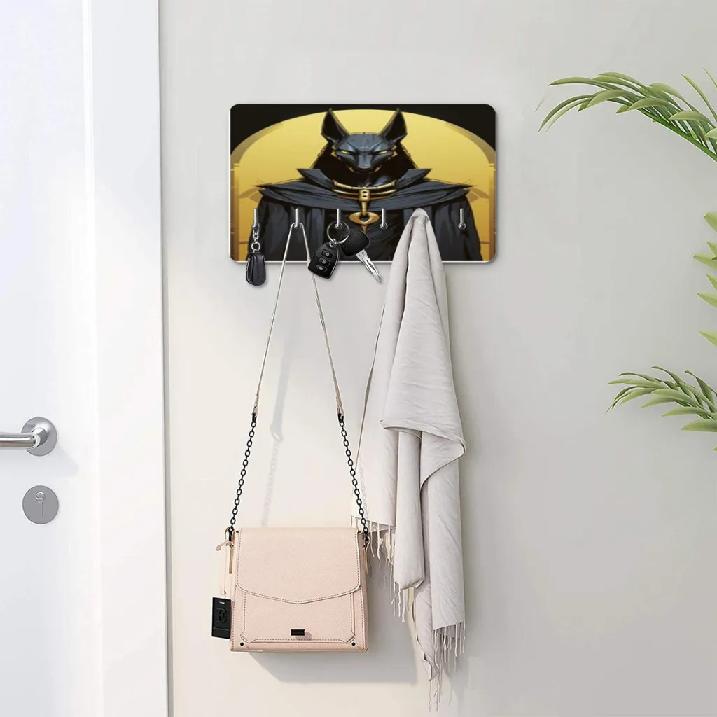 

Anubis Egypt Death Mythology Key holder home wall hooks door entryway hallway kitchen wall bedroom decor rack with 6 hooks