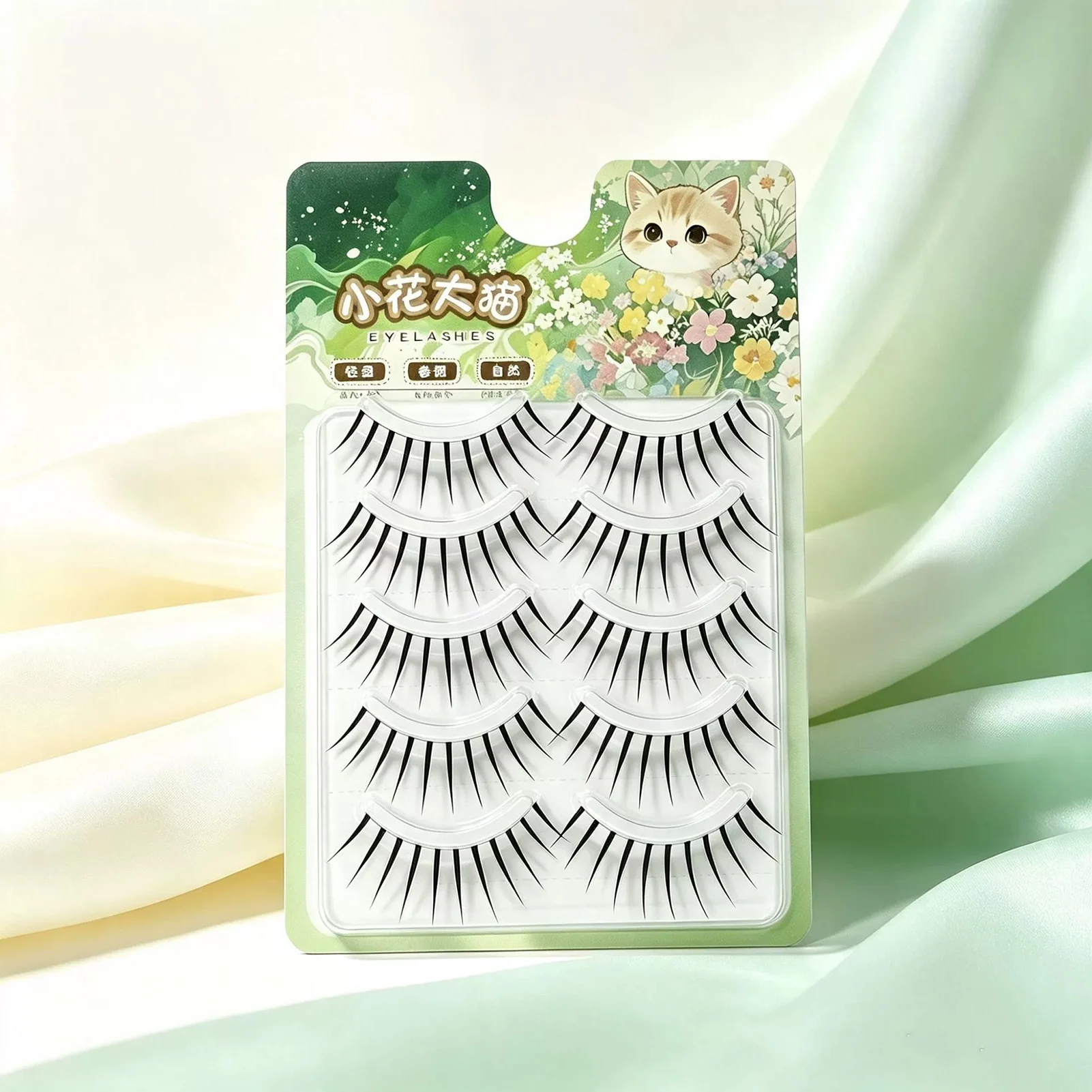 Natural False Eyelashes Manga Look for Daily Wear Soft Synthetic Fiber C Curl Transparent Band Invisible Lash Extensions