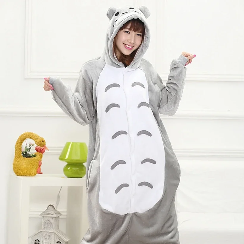 Onesie Totoro Animal Cartoon pour hommes et femmes, pantoufles de pyjama pour filles et garçons, fête drôle, olympiques  trempés