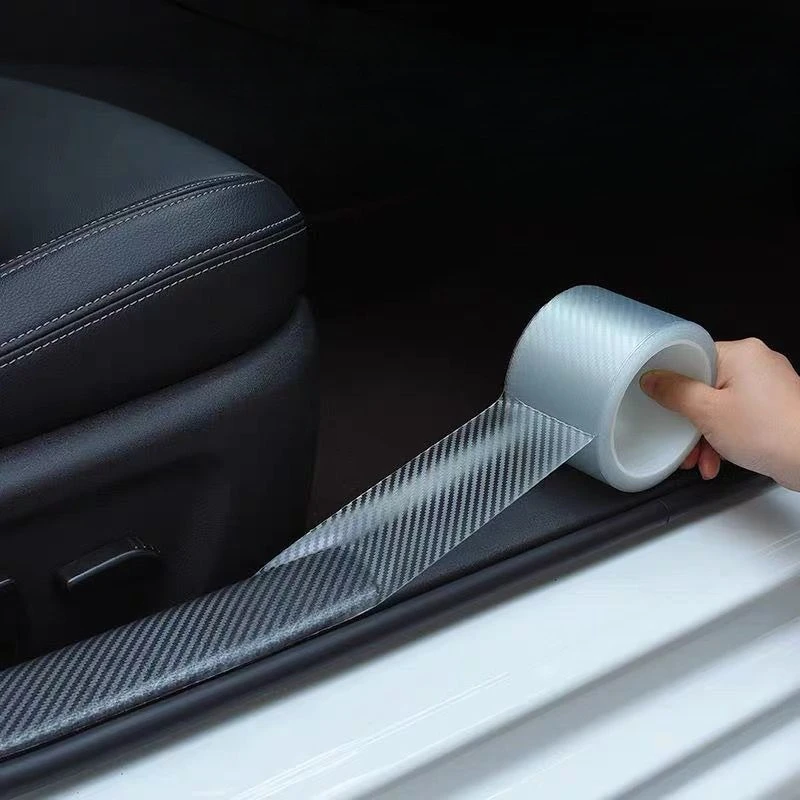 3D Carbon Fiber Sticker Paste Car Threshold Protective Film Anti Scratch Waterproof Matte Black Nano Sticker for Car Body
