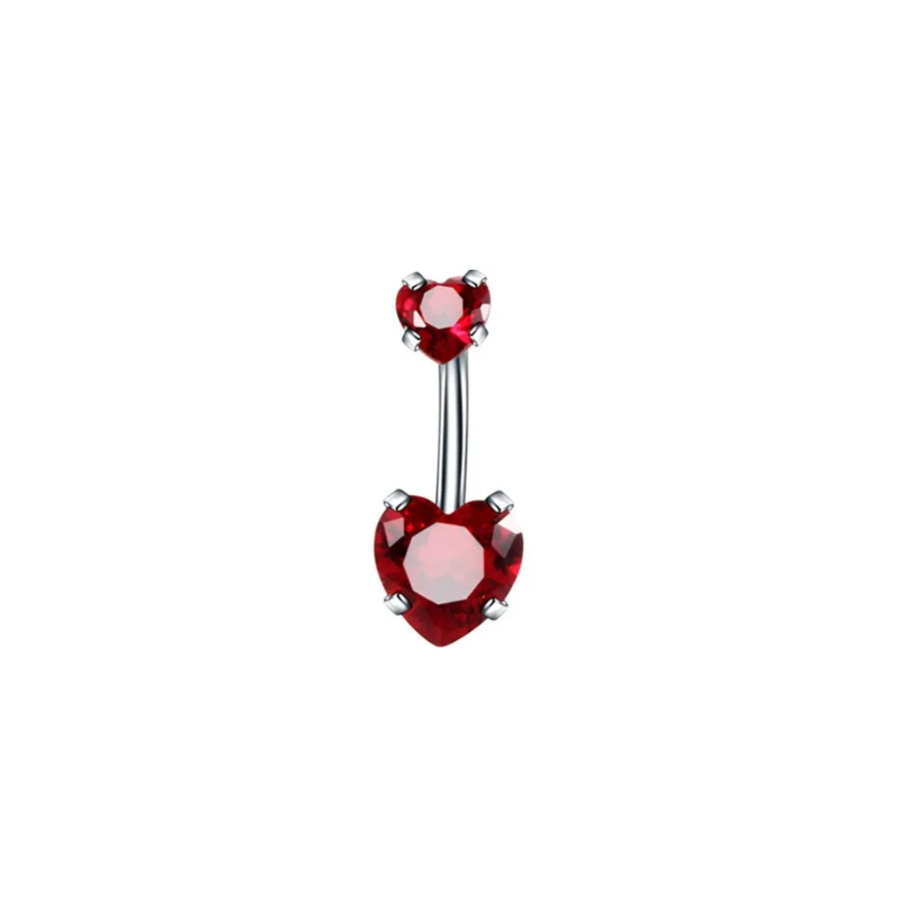 Cute Internal Thread Belly Button Rings Heart Stainless Steel Navel Rings Crystal Silver Belly Piercing Girl