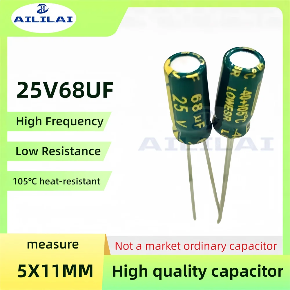 Puzzles électrolytiques en aluminium d'origine, faible ESR, impédance, haute mort, taille 5x11mm, 25V, 68UF, 20 pièces