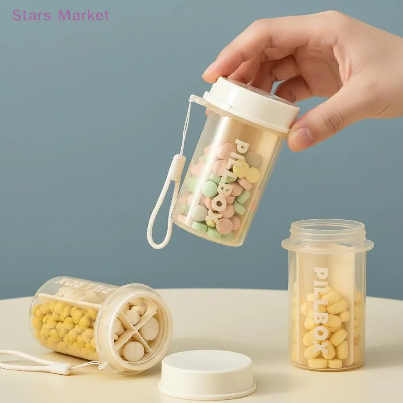 New Portable Pill Box Travel Medicine Organizer Small Capsule Bottle Case with Compartments Keychain Tablet Holder for Purse Bag