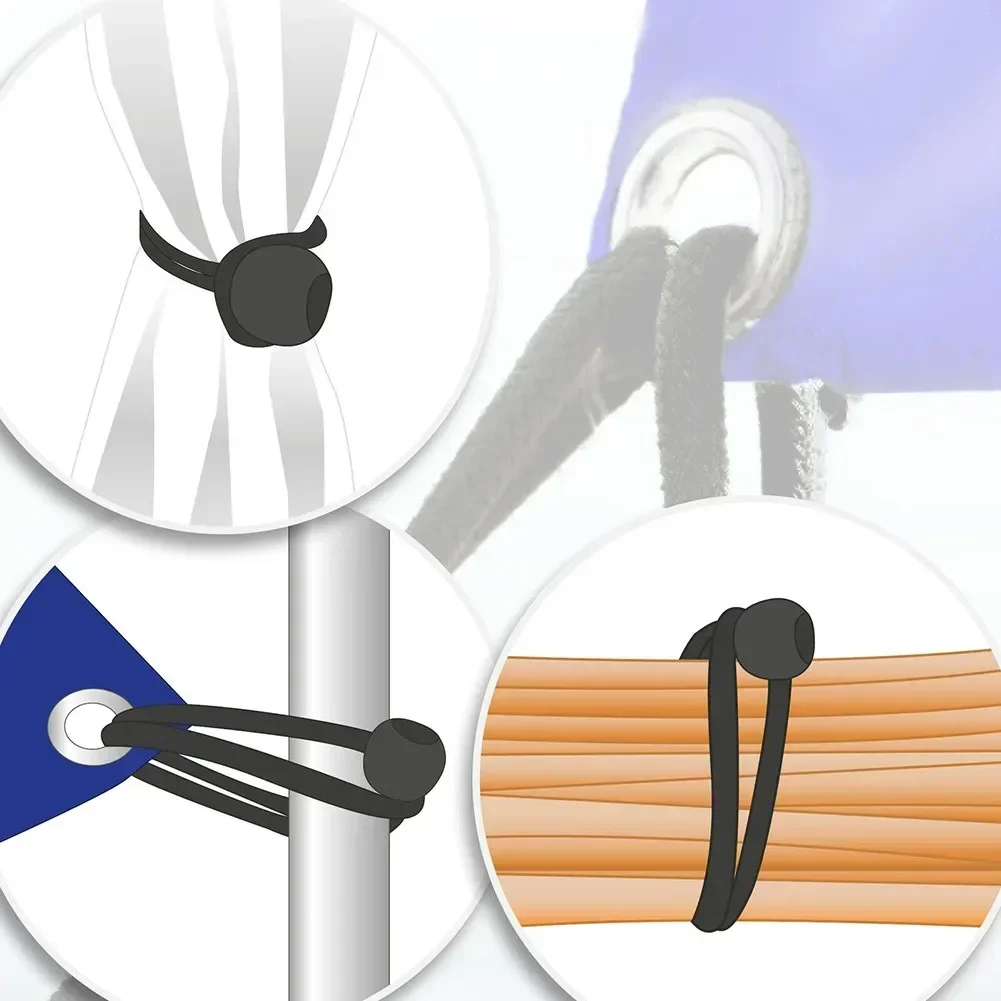 25 Pcs Car Tarpaulin Tensioner Bouncy Rope With Ball Tension  Posters Tent Tensioning Belts 20cm Black Interior Accessories image 5